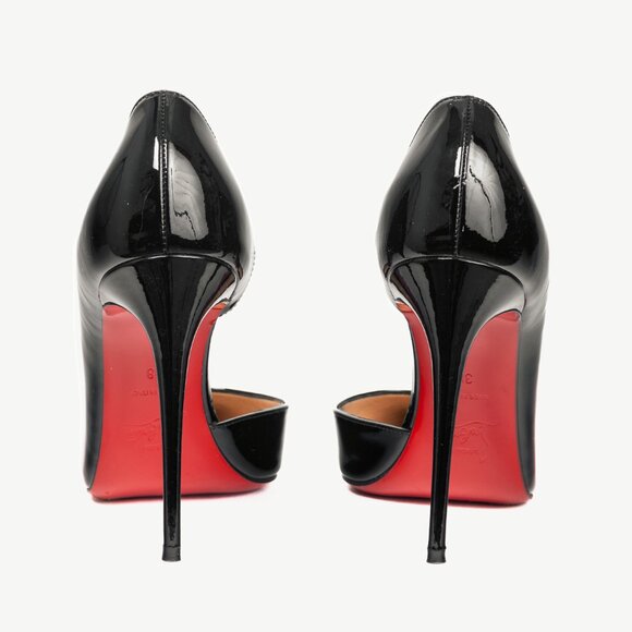 Christian Louboutin Iriza Black Patent Pointed Toe Half d'Orsay Pumps - Picture 3 of 8